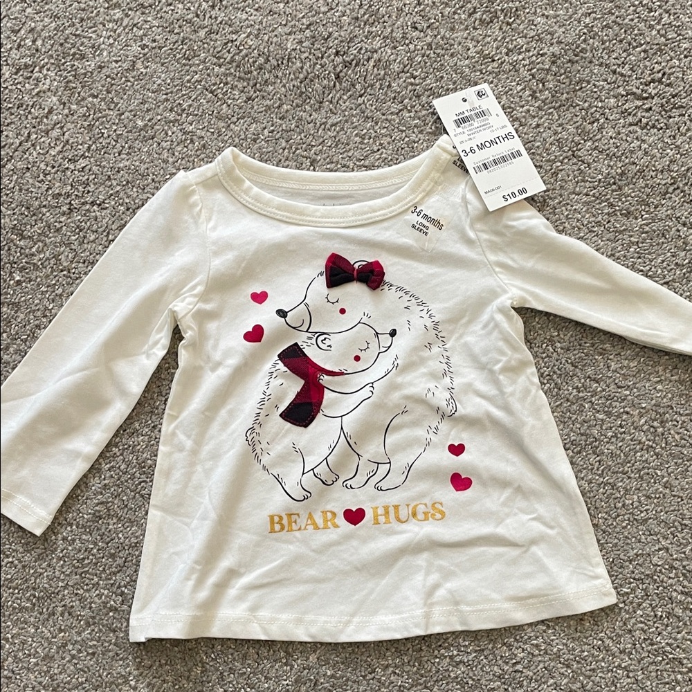 First Impressions Cream Bear Hugs Long Sleeve Tee